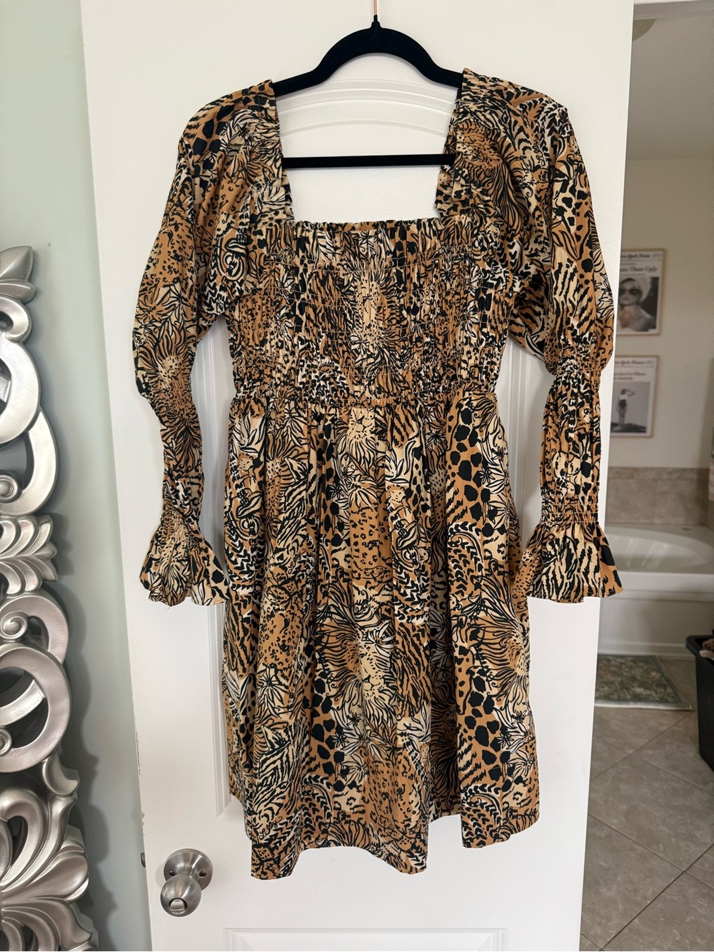 Lilly Pulitzer Safari Print Smocked Mini Dress | Size Medium - Picture 2 of 3